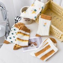 Socks Womens spring autumn Winter middle cylinder Sox pure cotton cute days Stide socks outside wearing fiberglass long cylinder Long Sox ladies