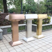 Stainless steel podium reception desk reception welcome Restaurant parking station property registration concierge security desk