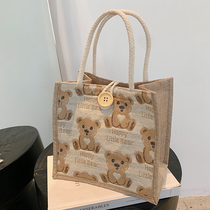 ins Linen Handbag Woman Fashion Out of Mempoo Bag Woman 2022 New Han Ocean Gas Casual Bag