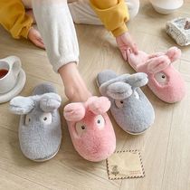 Cat claw slippers cotton slippers cartoon winter students non-slip fluffy shoes womens home indoor Moon shoes