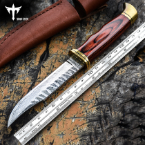 Wolf sword Damascus steel knife Tritium gas saber outdoor fire fighting knife sharp pattern steel knife self-defense cold weapon