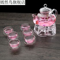 A complete set of heat-resistant glass teapots thickened tea set teapots can be heated high temperature resistant filtered transparent teapots