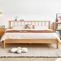 All solid wood bed modern simple 18 meters beech Nordic double bed small bedroom simple 15 master bedroom big bed