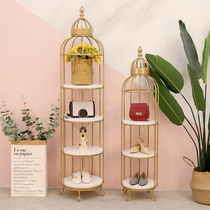 Nordic creative bird cage shelf light luxury shoe shop display rack shoes bag high and low window display shelf