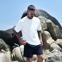 The new pure white short sleeve t - shirt men in 2023 with loose round - collar summer pure cotton half sleeve shirt
