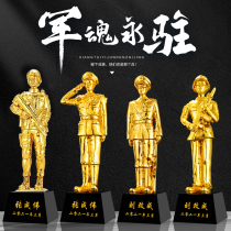 Metal little golden man veteran souvenirs to send comrades retired troops Military 81 veterans resin trophy