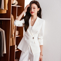 White suit female spring and autumn professional clothing goddess van dress beauty salon suit
