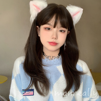 Manzreal wig hair female long straight hair daily round face lolita lolita jk wig Japanese White natural full head cover