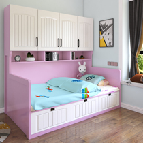 Custom childrens single tatami bed Wardrobe one-piece child and mother drag bed drawer storage 1 meter 2 air pressure space-saving bed