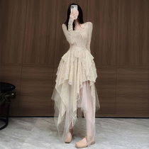 French long sleeve dress early autumn dress 2021 new female retro temperament niche fashion age age fairy skirt