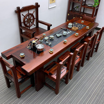 Old ship wood tea table and chair combination Office Kung Fu tea table Chinese tea table Tea art tea table Living room solid wood furniture