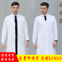 White coat long-sleeved female doctor suit mens spring and autumn thin white coat laboratory long-sleeved overalls custom LOGO