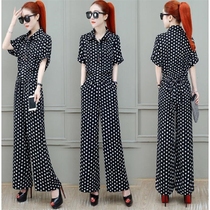 Fashion suit pants two-piece temperament womens summer 2021 new Korean loose thin Western style wide leg pants