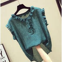 Chiffon shirt womens summer 2021 new Korean version super fairy sweet ruffle shirt sleeveless top foreign style small shirt shirt