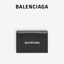 BALenciaga Paris Shijia CASH Mens brand Crocodile Bull Leather Fashion Mini Wallet