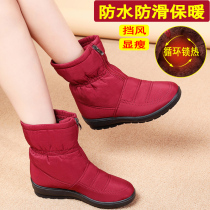 Waterproof snow boots women 2021 new winter warm shoes mother shoes plus velvet padded non-slip thick bottom cotton boots cotton shoes