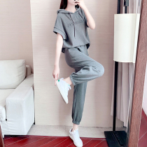 European Station Summer Loose Sportswear Casual Suit Women Fashion Trends Short Sleeves Expato Slim Ocean and two sets
