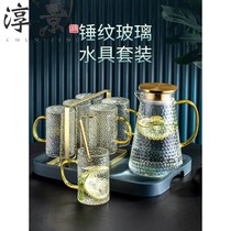 Glass cold water jug Nordic style tea set Family small set of cups with rack set Household light luxury style tea cup hospitality