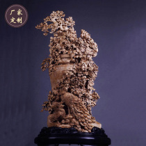 Old Mountain Honolulu Sculpture Statue of the Buddha landscape Guanyin Town Residence Residence Living Room Solid Wood Root Carved Handicraft Sunken Fragrant Wood Pendulum