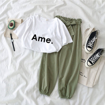 145 Petite short womens clothing 150cm155 show height with summer fashion sports girl two-piece suit xs