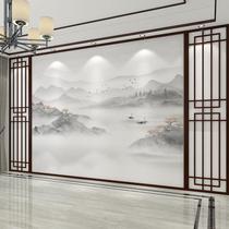 2021 new Chinese ink landscape mural TV background wallpaper living room sofa film wall wallpaper wall covering