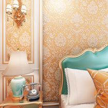 Gold non-woven self-adhesive wallpaper European-style large flower vertical stripes non-woven wallpaper living room self-adhesive wallpaper