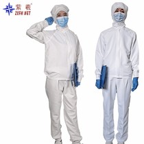 ZXFH NET Food Factory White Split Suit Dust-proof Lianhood Long-sleeved Static Coat Work Suit