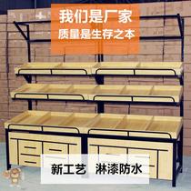 Supermarket Fruit and Vegetable Wooden Shelf Commercial Convenience Store Fresh Display Cabinet Rack Fruit and Vegetable Shelf Fruit Frame