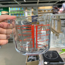 Export single Nordic craft kitchen glass measuring cup with scale small measuring cup baking high temperature resistant scale