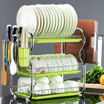 Bowl rack drain cabinet Stainless steel basin box Kitchen vegetable storage basket Chopsticks rag set baffle tank wash leaky fruit