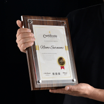 A4 Wooden Medal Licensing Brand Customized Certificate of Employment Certificate of Honor Certificate Business License Frame Wall