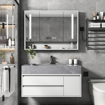 Modern light luxury Rock board bathroom cabinet combination toilet simple face wash basin wash basin solid wood mirror cabinet