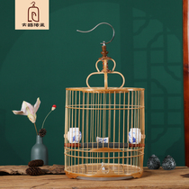 Bird cage Bamboo handmade thrush bamboo polished bird cage accessories Daquan round cage boutique large with cage clothing