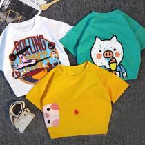 Childrens short-sleeved baby summer clothes Boys T-shirt top Small and medium-sized virgin summer cotton half-sleeved t-shirt Korean version of the tide