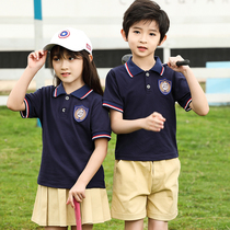 2021 new summer short-sleeved suit Kindergarten garden suit British College style class suit Summer school uniform for primary and secondary school students
