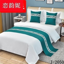 Classic printing stylish modern simple Chinese guesthouse hotel bed bed flagbed tail towel bed tail blanket bed