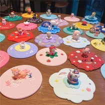 Suitable for water Cup mug coffee cup lid silicone cup lid cherry blossom bear dust cover universal cover accessories