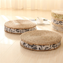 Tatami straw woven futon cushion Pu home padded sponge round yoga cushion Buddha mat meditation mat