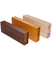 Spot wood grain aluminum square tube material profile flat fluorocarbon paint screen partition indoor curtain wall decoration customization