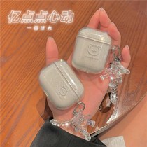 Suitable for AirPods3 generation protective sleeves Transparent flash powder small Bear pendant AirPods pro Apple headphone shell