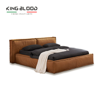 Kingbloods imperial Italy light extravagant genuine leather bed modern minimalist designer master bedroom with great bed-style leather bed