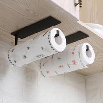 Kitchen towel holder non-perforated cabinet roll paper holder rack kitchen paper towel cling film rag storage rack