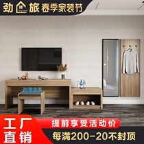 Guesthouse Hotel Guest Room Punctuator Furniture Full Height Desk Cabinet Computer TV Cabinet writing desk with hanging clothes plate combination