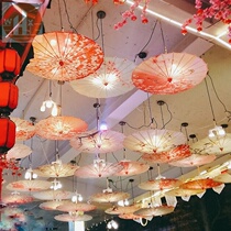 Mid-Autumn Festival Hotel Featured Decoration Scene Layout Hotel Shopping Mall Cultural and Creative Activities Creative Oil Paper Umbrella Beauty Chen Ceiling