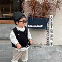 AXiaoxuan Tong clothes 2022 Spring new boy Yangqi Machia baby Yangqi Camshoulder Children 100 lap vests