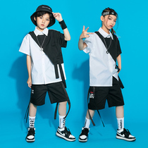 Childrens hip-hop fashion clothes Boys handsome jazz dance performance clothes Summer girls hip-hop loose suit catwalk clothing