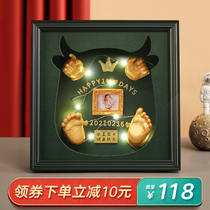 Baby footprints handprints handprints baby full moon souvenirs three-dimensional fetal hair foot print newborn permanent
