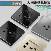  znsn Zhengshang switch socket set panel five holes with USB wall 86 household gold tempered glass set