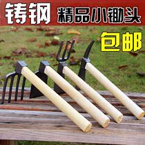 Wood Handle Small Hoe Head Full Steel Tool Agricultural outdoor Seed Vegetable Gardening Flowers Weeding Harrowing Rake Earth Multifunction Theorizer