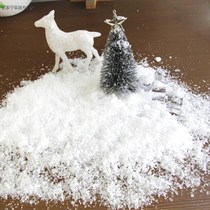 Simulation artificial snow powder to water change snow experiment Photography Christmas Write a real photo Dry snow powder fake snow shop window cloth view